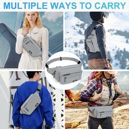 Чоловіча/жіноча поясна сумка-бананка з дощовиком, сіра. Виготовлена з нейлону, 5 відділень на блискавці, для подорожей, спорту, прогулянок з собакою