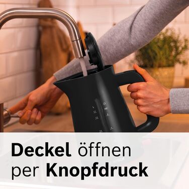 Електричний чайник Bosch MyMoment TWK3M123, 1.7 л, 2400 Вт, чорний матовий, з автовимкненням, захистом від перегріву та індикатором рівня води