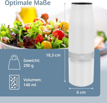 Electric Salt and Pepper Grinder Set of 2 with Tilt Sensor | Spice Grinder with Ceramic Grinder | Infinitely Adjustable | Salt, Pepper, Chili, Dried Herbs | Herb Grinder | with LED Lighting