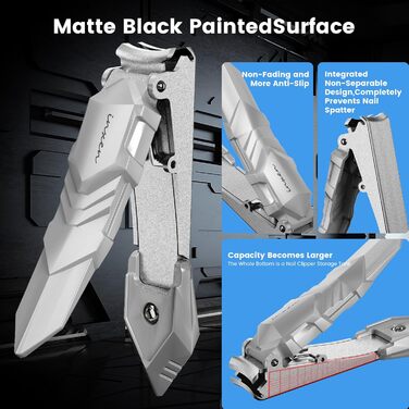 Професійний кусачковий манікюрний інструмент з контейнером для збору обрізаних нігтів, для пальців та п'ят, з нержавіючої сталі, великий, срібний (3,5x0,79 дюйма)
