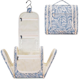 Сумка для туалетних аксесуарів для жінок та чоловіків, що підвішується, косметичка, дорожня сумка (Блакитне листя) Z-блакитне листя