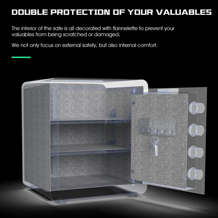 Сейф Kavey 42L з цифровим замком та подвійним сигналом тривоги, з LED-підсвіткою та висувним ящиком