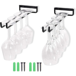 Тримач для келихів Yhuasia (2 шт.) - рейка для склянок, металева підвісна конструкція для бару, кухні, ресторану, пабу, чорний