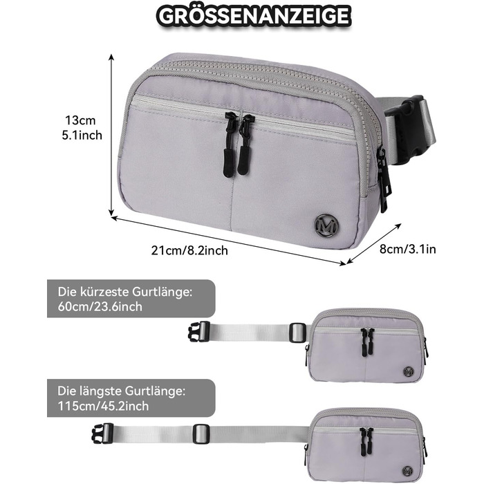 Гірчатка Mokze Bauchtasche 2L: стильна поясна сумка для чоловіків та жінок - водонепроникна, для бігу, велоспорту, подорожей, Marineblau (Grey)