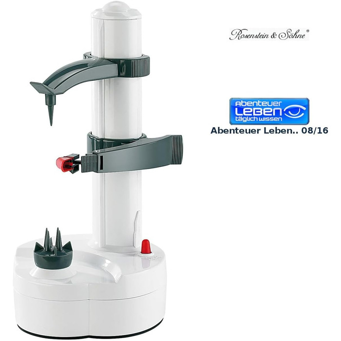 Rosenstein & Söhne Electric Peeler: Electric Fruit and Vegetable Peeler, Stainless Steel Blade (Apple Peeler, Potato Peeler, Automatic)