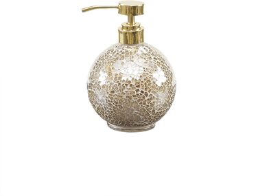 Madison Park Mosaic Bathroom Accessory Set, 4-Piece Bathroom Accessory Set with Gold Soap Dispenser, Toothbrush Holder, Tumbler, and Ring Dish