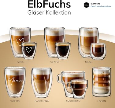 Набір склянок для лате макіато, 4 шт по 350 мл, з подвійними стінками | Ідеально для кави, чаю, капучино | Paris - Set4