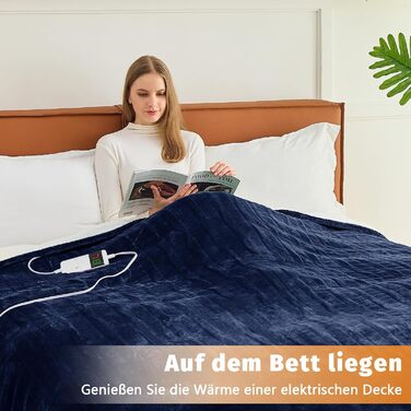 Електрична ковдра BOMOVA з автовимкненням, плюшева ковдра для дому, 10 температурних режимів, таймер, подарунок для жінок, блакитна, 130x180 см