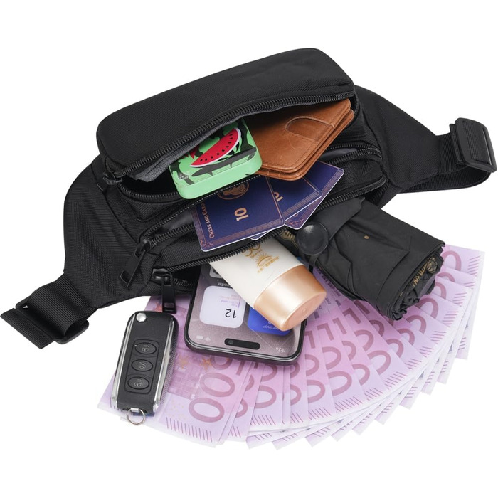 Чоловіча/жіноча поясна сумка Bauchtasche (Чорна) - спортивна, для подорожей, прогулянок з собакою