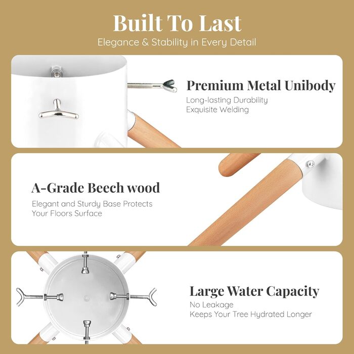 Підставка для ялинки Tree Nest - міцна, з водосховищем, для великих ялин (до 3м), діаметр 20.5 см, білий колір