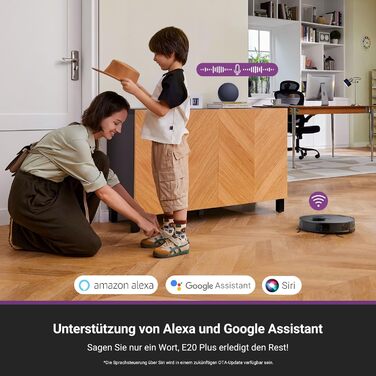 Робот-пилосос EUREKA E20 Plus чорного кольору з функцією миття підлоги, LiDAR-навігація, 4000Pa, автопідняття мопа, керування через додаток та голосовий помічник, ідеально для видалення шерсті тварин