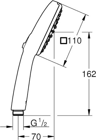 Душова лійка GROHE Vitalio 110, водозберігаюча, 8 л/хв, 2 струмені, регулюється, універсальний підключення, захисний кільце, кругла, хром, 26397001