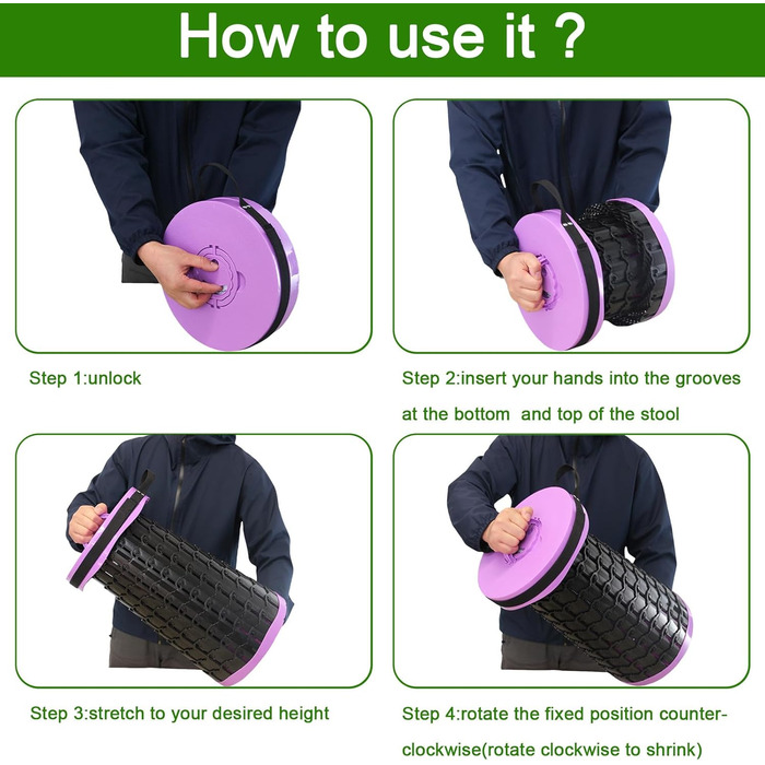 Складаний стілець Upgrade XXL з подушкою, 1000 фунтів, для дорослих, кемпінгу, подорожей (фіолетовий)