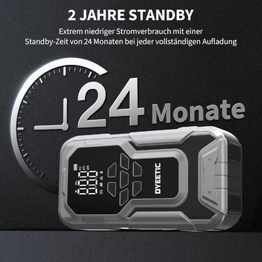 Powerbank Starthilfe 6000A з компресором 150PSI: портативний пусковий пристрій для авто/мото (бензин, 10.0L дизель) з LED ліхтариком QC3.0, срібний