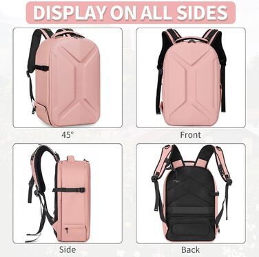 Рюкзак для фотокамери з жорстким корпусом, водонепроникний, ударостійкий, з відділенням для ноутбука 15,6 дюймів та кріпленням для штатива, сумісний з Canon/Nikon/Sony (Рожевий)