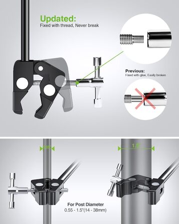 Алюмінієва підставка для iPad з мікрофонним кріпленням Elitehood, чорна