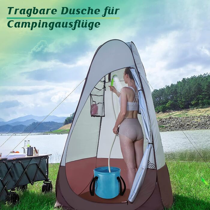 Eletorot Camping Shower with Pump, Camping Shower for Shower Tent, Mobile Shower for Camping Outdoor Garden Car, USB Rechargeable Battery with 1.8m Hose