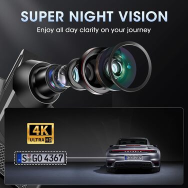 Відеореєстратор Vtopek 4K WiFi дзеркало з камерою заднього виду, 10