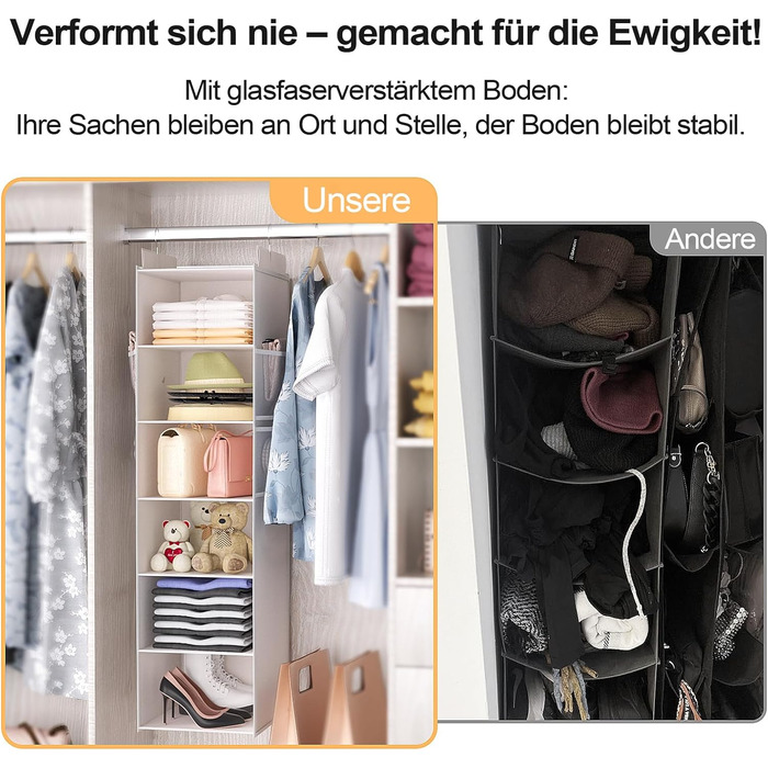 Організатор для шафи Extra tief – 6-ярусний, з 4 кишеньками з сітки, для дому, студентського гуртожитку, кемпінгу, економія місця