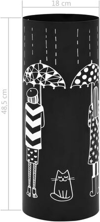 Підставка для парасольки жіночого дизайну, сталь, чорна, з візерунком | vidaXL