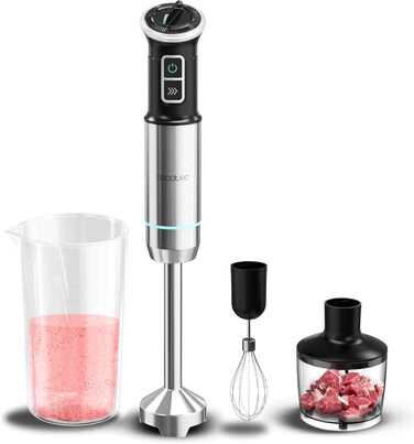 Блендер Cecotec Stabmixer Power TitanBlack 1500 XL PerfectCream з технологією CrossBlades та чорним титановим покриттям, 1100W, 6 насадок