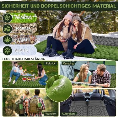 Clefivie Self-Inflating Camping Pad - Portable & Durable Air Mattress for Camping, Hiking, Indoor & Outdoor Use (196x65x9cm)