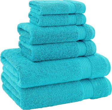 Набір махрових рушників American Bath Towels з 100% бавовни, 6 предметів, ультрам'які та гігроскопічні, колір аквамарин (2 банні, 2 для рук, 2 для обличчя)