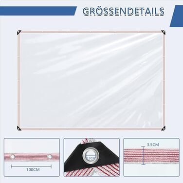 Waterproof Tarp with Grommets - Transparent Sheet, Clear Tarp for Outdoor Use, Plants, Greenhouse, Garden Furniture, Pet Hutch, Roof (3x1m)