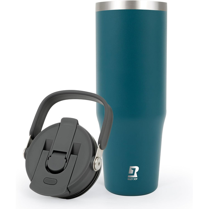Термокружка Riley Joy 2.0 з нержавіючої сталі 1л з трубочкою та ручкою - для кави з собою, блакитна