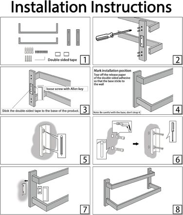 Тримач для рушників SAYAYO: настінна полиця для рушників на 3 секції, 64 см, нержавіюча сталь, для ванної кімнати та кухні