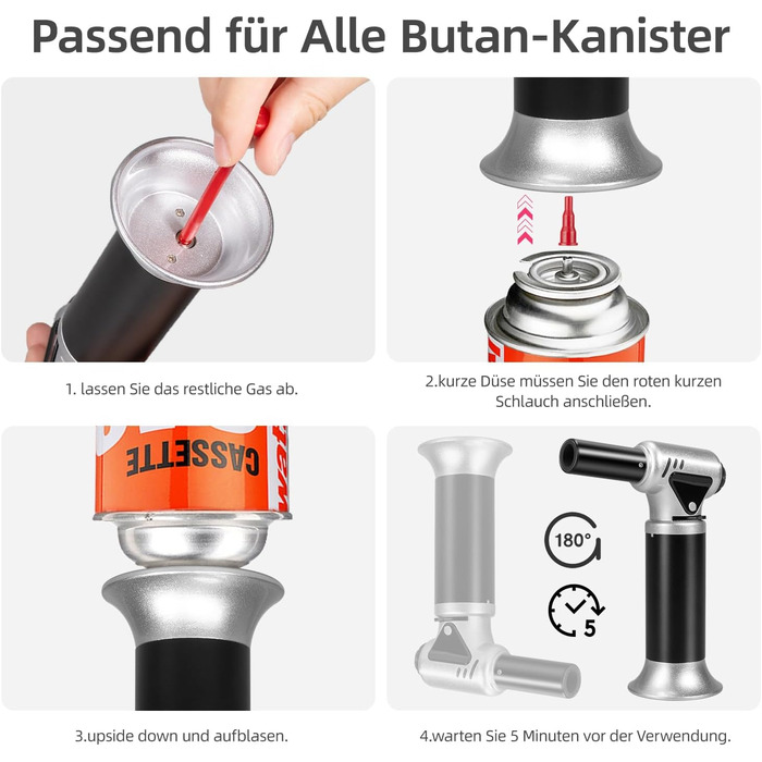 Газовий пальниковий набір Carehabi Flambierbrenner для кухні, приготування Creme Brulee, гриля, кемпінгу (бутан не входить до комплекту)