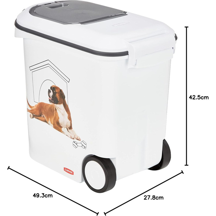 Контейнер для корму для собак Curver Love Pets 10 л – герметичний, білий з собачим мотивом