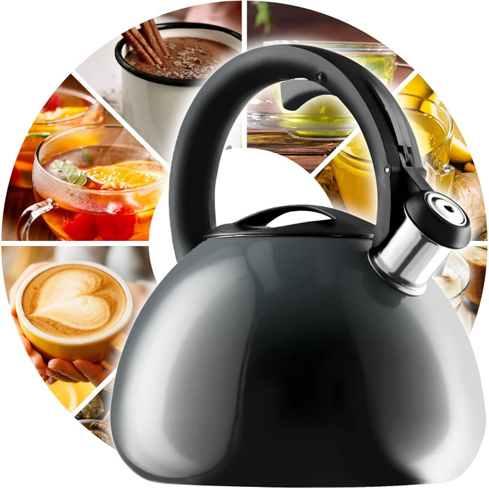 Чайник KADAX з нержавіючої сталі, 3л, з свистком, ретро дизайн, різні кольори, ефект Ombre, (Блакитний/Сірий)