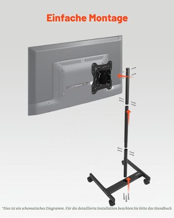 Стійка під телевізор VEVOR мобільна на колесах, 1510-1696 мм, VESA 100x100/400x600 мм, до 59.8 кг, для телевізорів 17-55 дюймів