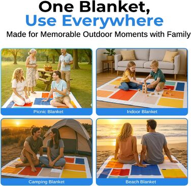 Великий плед для пікніка та відпочинку на природі Scuddles з кишенею – двошаровий, водовідштовхувальний, 200 x 150 см, блакитно-білий