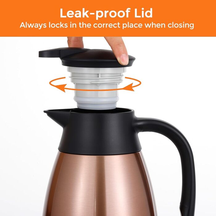 1.5L Thermos Flask Stainless Steel Double-Walled Vacuum Insulation Insulated Carafe Coffee Pot