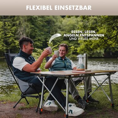 Кемпінговий стілець NaturBummler Cloud Sit Light - складаний, ультралегкий (2.65 кг), дихаючий, з сумкою, витримує 120 кг - для саду, риболовлі, відпочинку (Сірий)