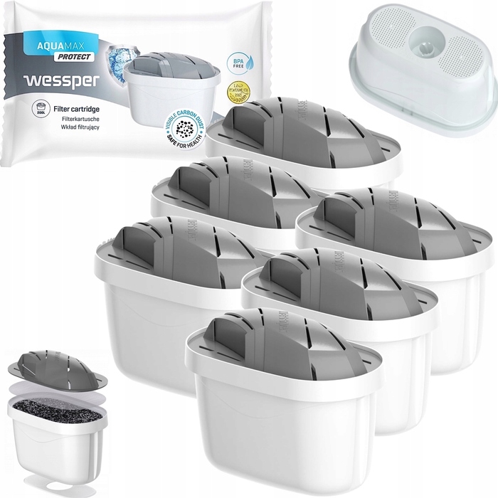 Смінні фільтрувальні картриджі Wessper AquaMax Protect, 6 шт., BPA Free, потрійна фільтрація
