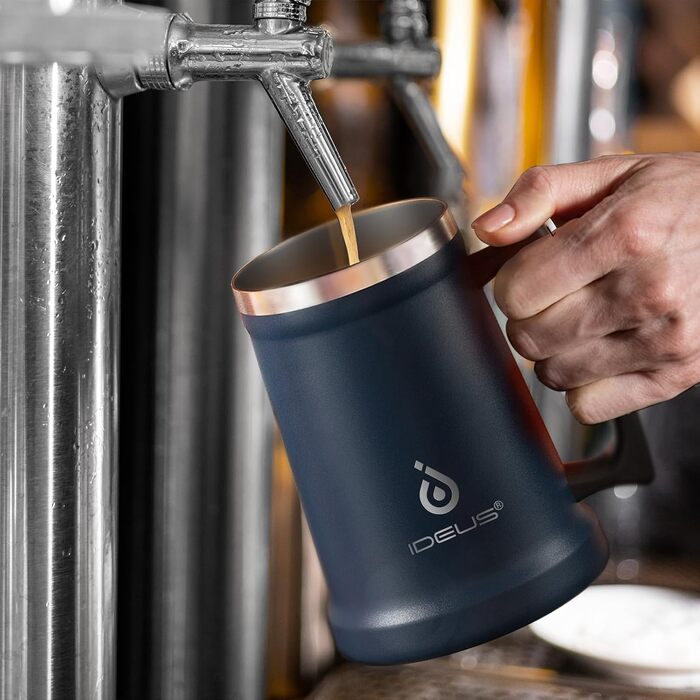 Термокружка для пива Ideus® з нержавіючої сталі, 710 мл, 34oz, для Октоберфесту (Морська блакить)