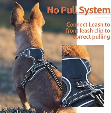 Шлейка для собак HEELE з розподілом навантаження, світловідбиваюча, з м'якою ручкою, контроль, 2 металеві кільця, для собак маленьких, середніх та великих порід, Aree, Зелена, C-Aree Grün (L, Uni-Königsblau)