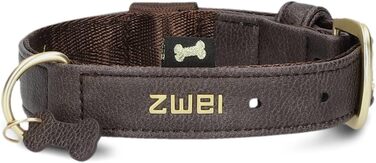 Нашийник для собак ZWEI Leo LE10 з якісної штучної шкіри, регульований, для собак малих та середніх порід, обхват шиї 28-38 см, шоколадний колір