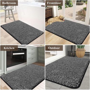 Придверний килимок Pauwer протиковзкий та зносостійкий, мийний килим для входу, тераси, коридору та саду, для дому та вулиці (45x70 см, чорний)