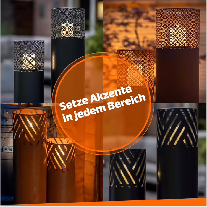 BENTSON Torch Lamp Posts Set of 2 | Decorative Post for the Garden in Rust Industrial Design | Torch for Outdoors and Indoors | Lantern Included with Candles | Oriental | 95cm + 75cm