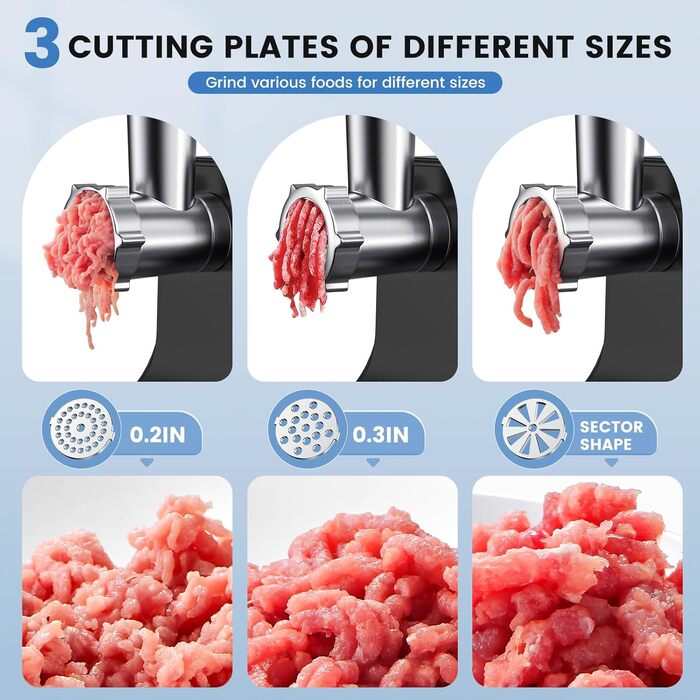 Електрична м'ясорубка 3000 Вт, багатофункціональна, з 3 насадками для фаршу, кубе та 3 насадками для ковбас, для дому