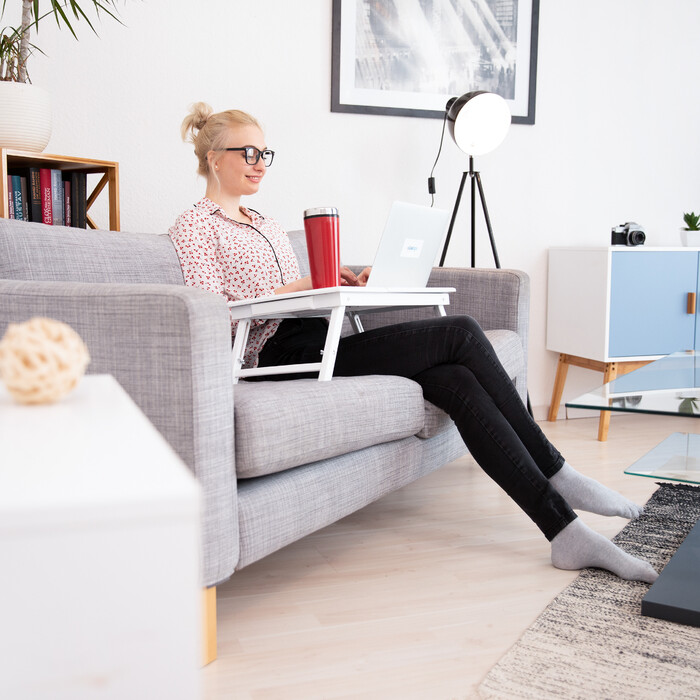Relaxdays Bamboo Laptop Table White