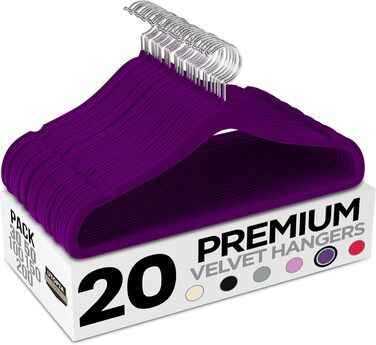 Плечики для одягу Utopia Home з оксамиту - антиковзкі, міцні, для курток та светрів (50 шт.) - фіолетовий
