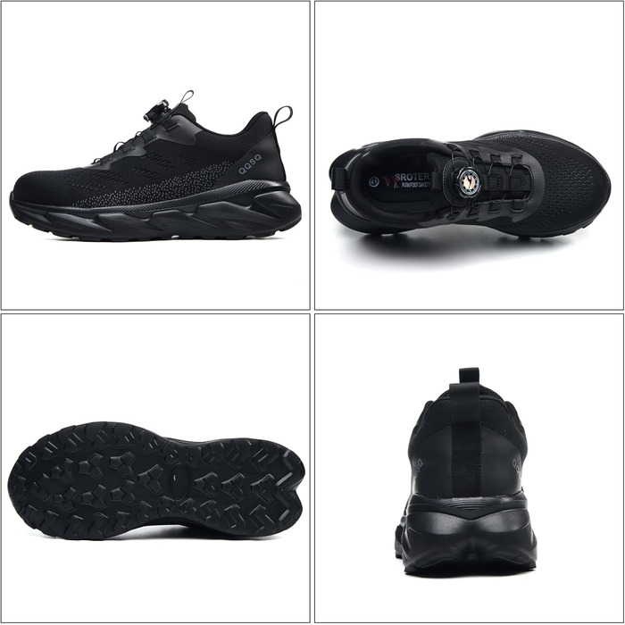 Черевики робочі чоловічі/жіночі, спортивні, дихаючі, анти-удари, зі сталевим підноском, шнурівка, швидка застібка, поворотний замок, 46 EU, чорні