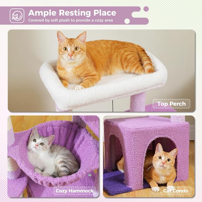 Дряпак для котів PAWZ Road Kaktus з великою печерою, сизаль, гамак, стійка, 90 см, Рожевий (фіолетовий)