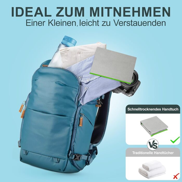 Набір спортивних рушників 2 шт. 120x50 см з кишенею на блискавці, мікрофібра, для фітнесу, тренувань, кемпінгу, подорожей (світло-сірий-зелений)