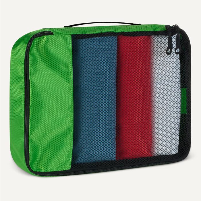 Органайзери для подорожей Amazon Essentials, набір 8 шт., з подвійним замком, 100% поліестер, різні розміри (1 великий, 1 середній, 1 маленький, 1 вузький), зелений